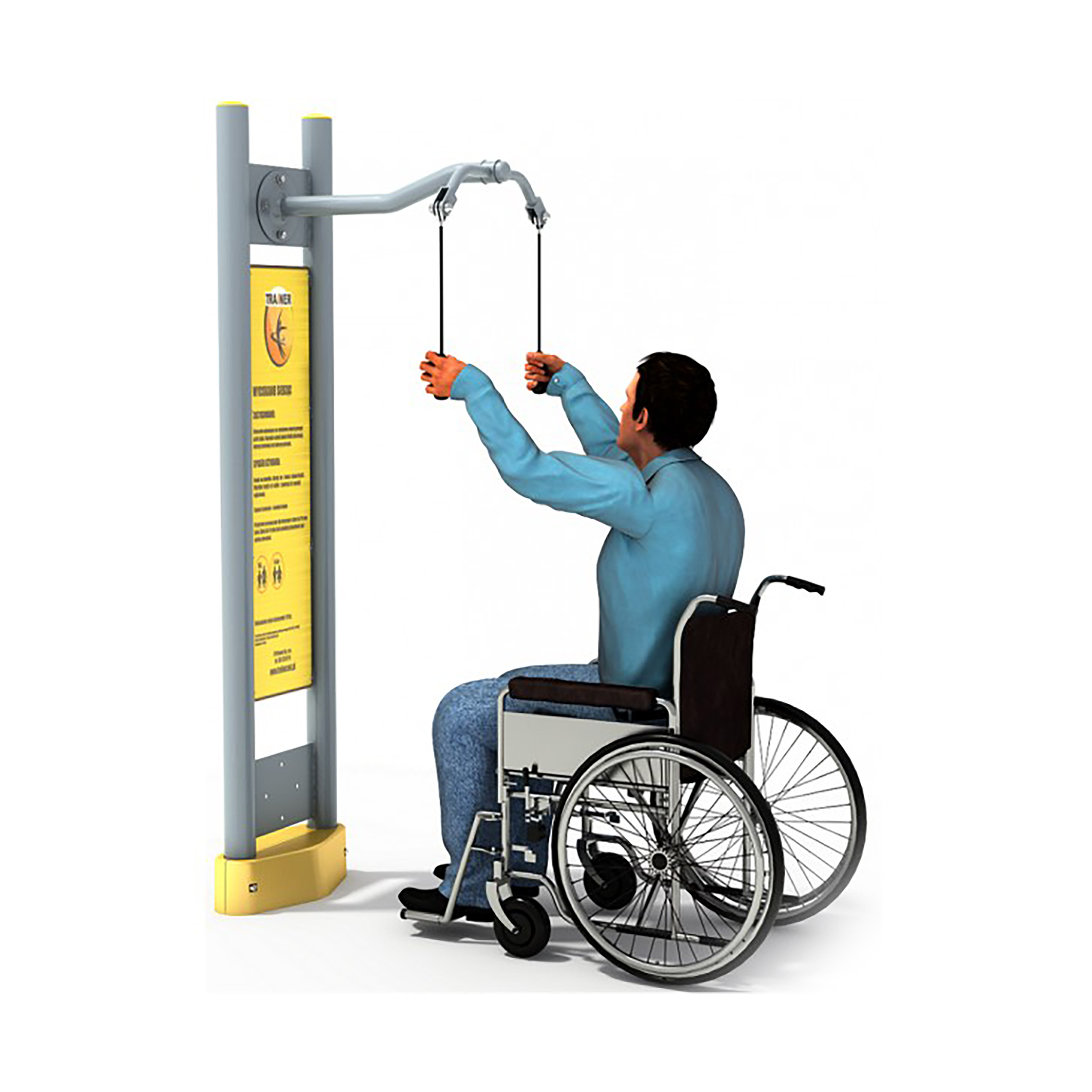 Macchinario per l'allenamento delle braccia disabile